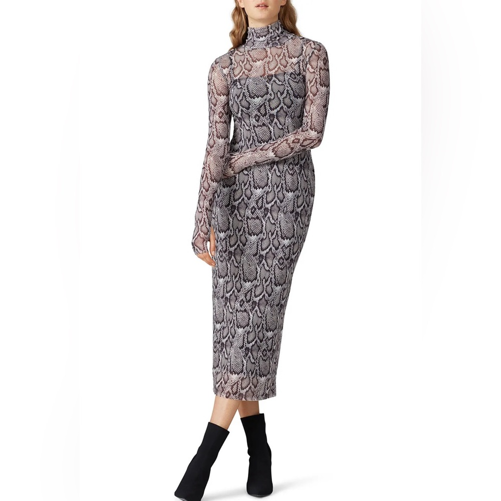 Afrm Shailene Snake Mesh Dress